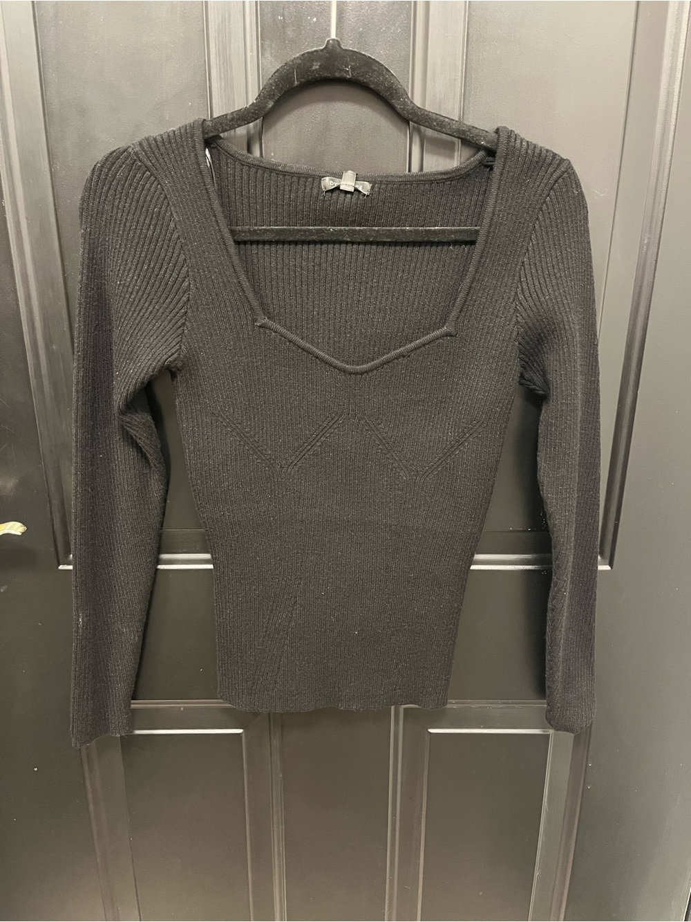 Dynamite Black Ribbed Long Sleeve Top